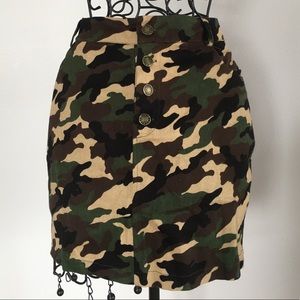 CAMO DENIM SKIRT